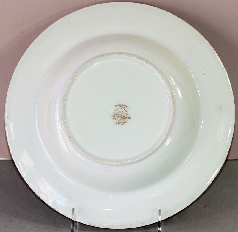 Tiffany English Brownfields Porcelain Soup Plate, Gold &amp; Silver Design