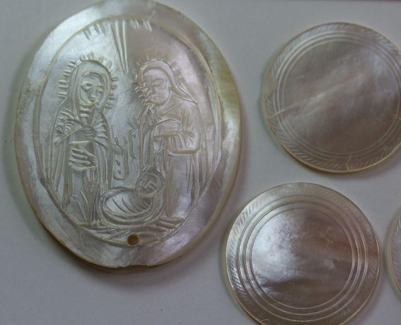 Japanese carved Mother of Pearl pieces