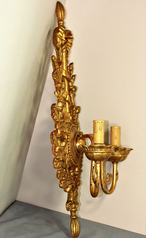 Italian gilt on Wood two(2) light Sconce