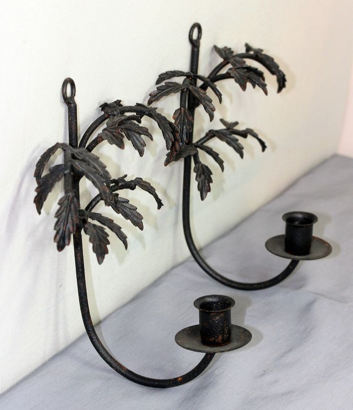 Pair Black metal Wall one(1) Light Sconce