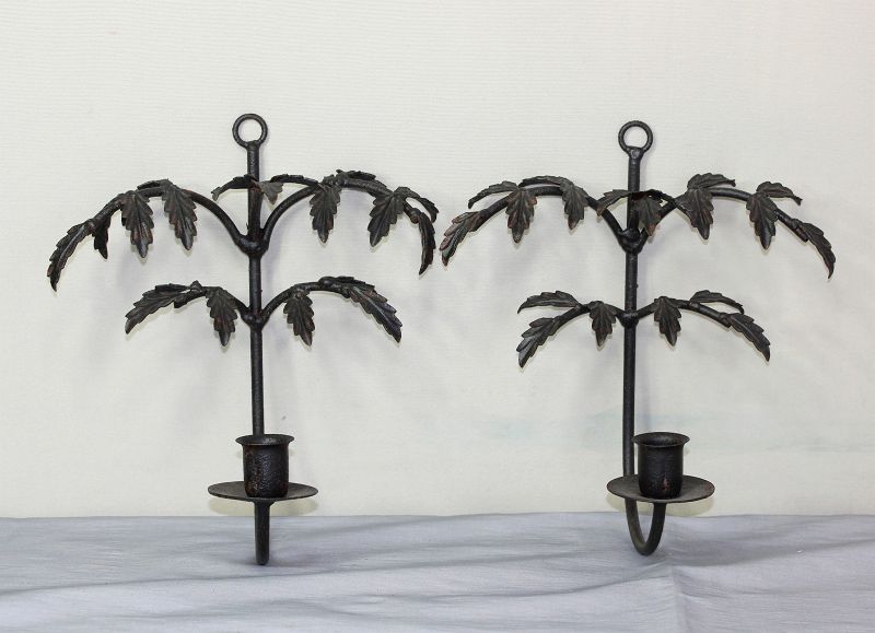 Pair Black metal Wall one(1) Light Sconce