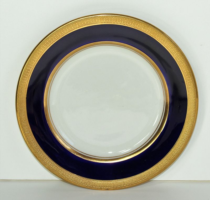 Lenox Porcelain Bread &amp; Butter Plate, cobalt blue rim, green mark