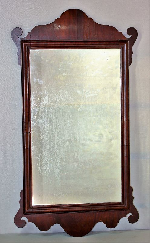 English Chippendale Mahogany Mirror, Looking Glass