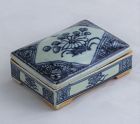 Chinese Blue & White Porcelain covered Dome Top Rectangle Box