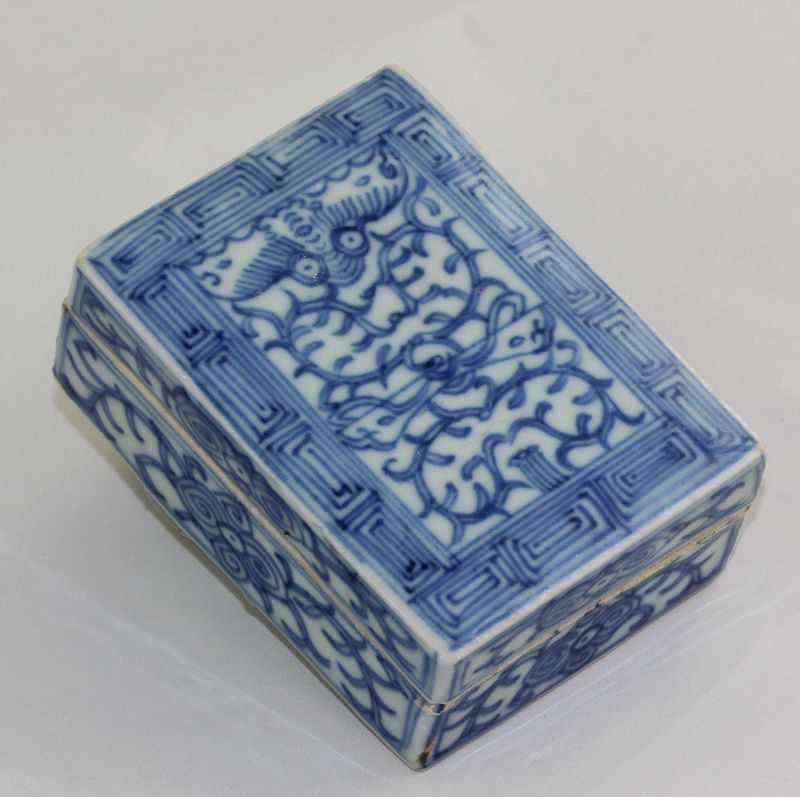 Chinese Blue & White Porcelain covered Rectangle shape Box