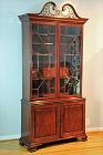 English George III Mahogany Bureau Bookcase, Broken Arch Pediment