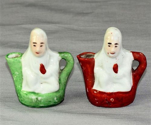 Two(2) Chinese Porcelain Figure inside Tea Pot shape Water Droppers