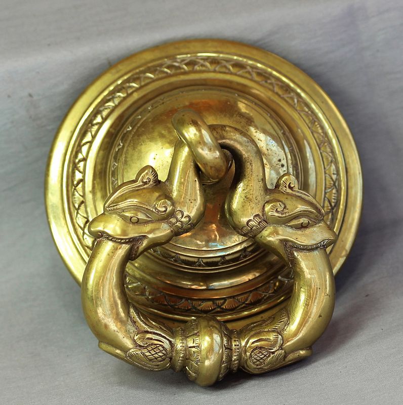 Tibetan Himalayan Brass Dragon Door Knocker