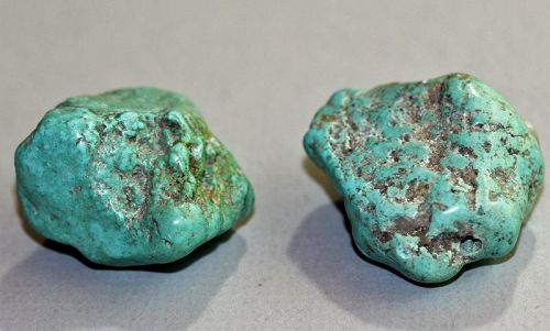 Two(2) Turquoise large natural rough form Beads