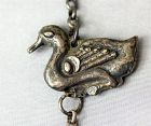 Chinese Silver Duck, Jade Figure Toggle, Agate Bead