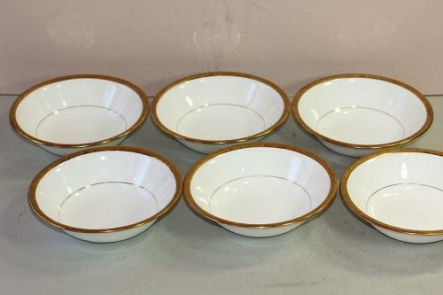 6 English Mintons Porcelain Gold Rim Fruit or Dessert Bowls