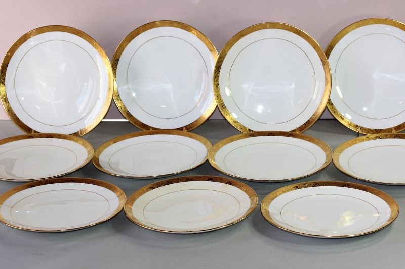 11 English Mintons Porcelain Gold Rim Luncheon Plate, Tiffany & Co