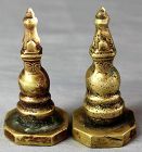 Pair Himalayan Tibetan Brass Stupa Seals, Chops