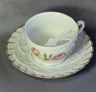 Mustache Cup and Saucer, Pink Rose decorated