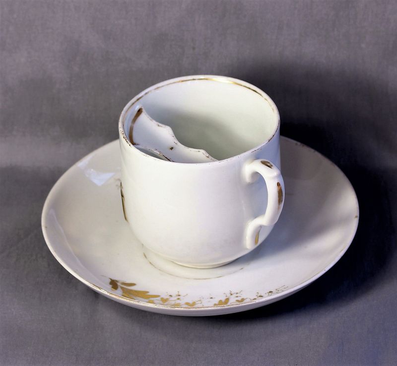 Porcelain Mustache Mug, or Cup with letter &quot;Present&quot;