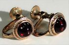 Pr. Natural Garnet & 14K gold Earrings, 1960's Vingate