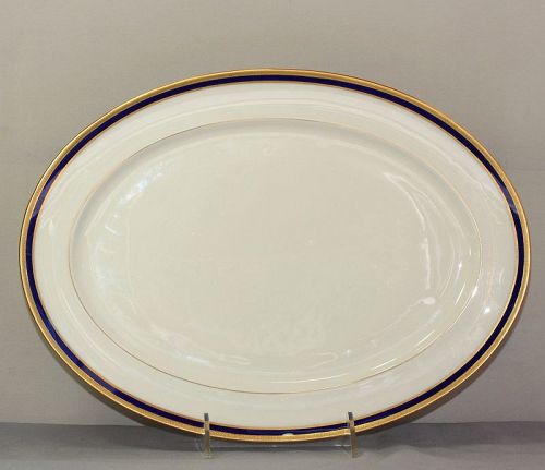 Lenox Porcelain Cobalt Blue & Gold rim oval Serving Platter