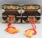 2 Japanese Hina Doll Miniature Boxes, Lacquer on Wood