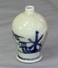 Japanese Seto Earthenware Blue & White Sake Bottle, Tokkuri