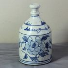 Japanese Blue & White Porcelain Sake Bottle, Tokkuri