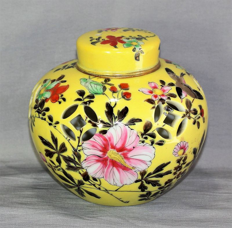 Japanese Nippon Porcelain Potpourri Jar with Cover
