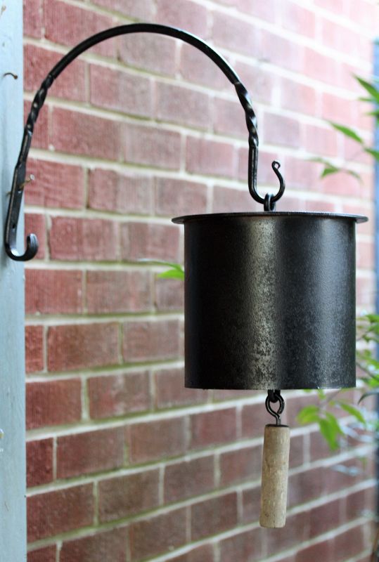 Black Lacquered Metal Bell with Black Iron hanging Hook