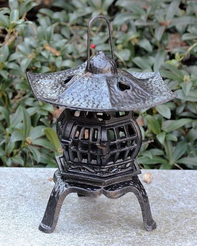 Black Lacquered Metal Garden Lantern