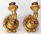 Pr. Empire Gilded Wood Wall Sconces, from  New York Estate