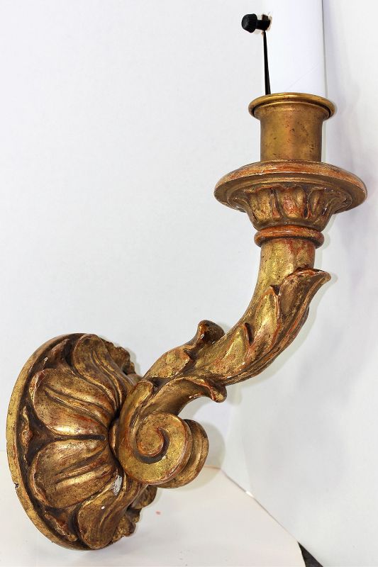 Empire Gilded Wood Wall Sconce, from New York Estate