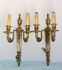 Pair New York Brass 2 lights Wall Sconces with new wire