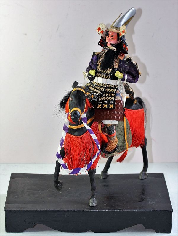 Japanese Samurai Warrior on Noma UMA Black Horse Doll