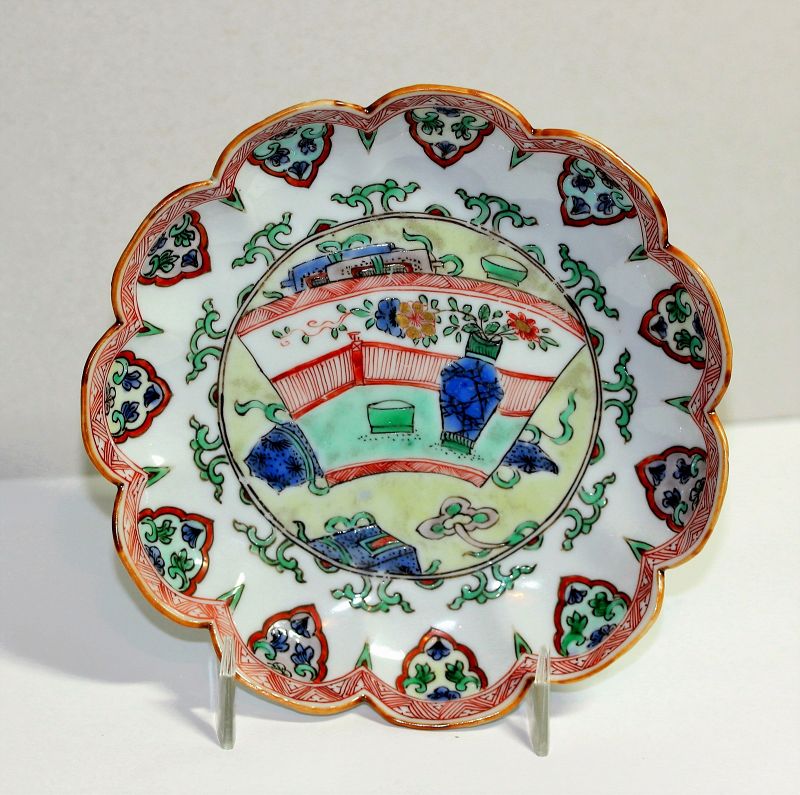 18th C. Chinese Kangxi period Famille Verte Porcelain Deep Dish