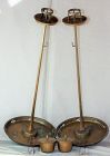 Pair Japanese Bronze Tall Candlesticks, with complete set of Utensils