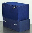 2 Chinese Blue Fabric Storage Boxes