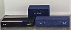 3 Chinese Blue Fabric covered Storage Boxes