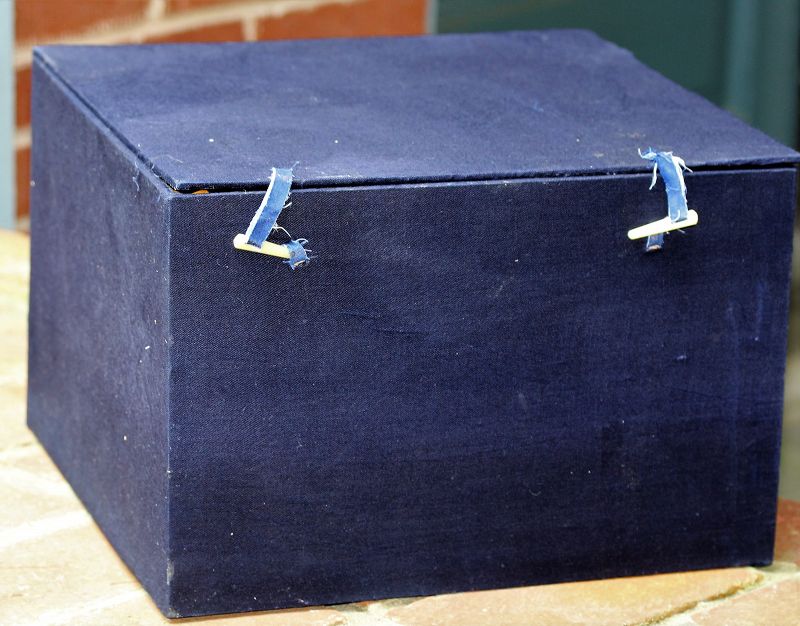 Chinese Blue Fabric Covered Storage Box