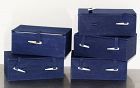 5 Chinese Blue Fabric covered Storage Boxes