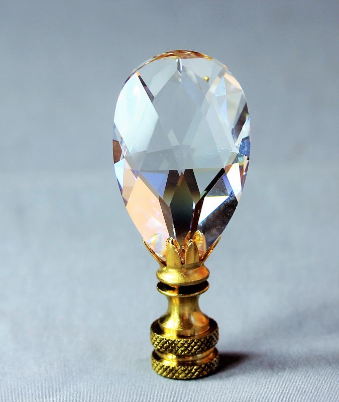 Lead cut Crystal Lamp Finial, oval shape