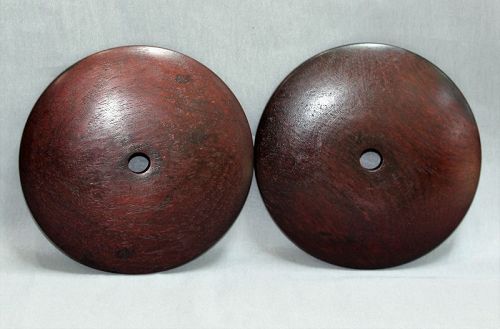 Pr. "Hong Kong" label Hardwood Lamp Tops