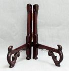 Chinese Hardwood Plate Stand, Lacquered and Carved