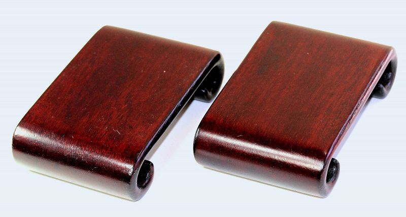 Pair Chinese Hardwood Scroll shape Stands