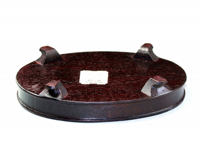 &quot;Hong Kong&quot; Labeled Hardwood oval Display Stand