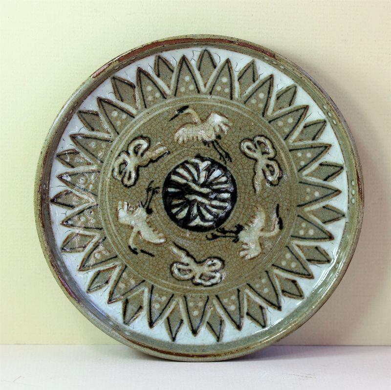 Korean Celadon Dish, inlaid Bird