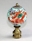 Chinese Porcelain Famille Dragon pierced Lamp Finial