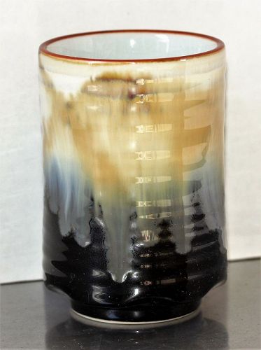 Japanese Contemporary Ceramic Tea Cup, tall & drip Glaze