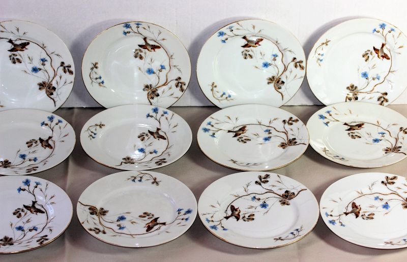 12 French PHL Depose Porcelain Dessert Plates