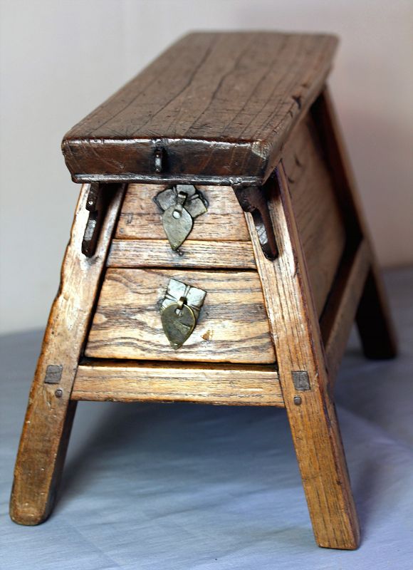 Chinese Elmwood Merchant or Vender's Bench, Stool (item