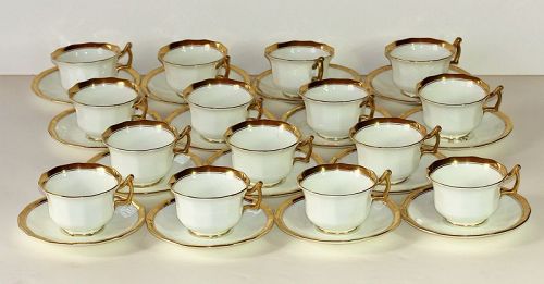 15 English Cauldon Porcelain God Band Tea Cups & Saucers