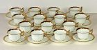 15 English Cauldon Porcelain God Band Tea Cups & Saucers