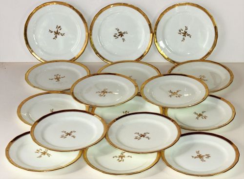 16 English Cauldon Porcelain Gold Band Dessert or Salad Plates
